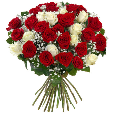 Bouquet de Roses rouges et blanches