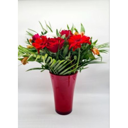 Bouquet vase assorti rouge