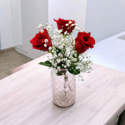 3 roses 70cm + feuillage