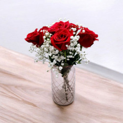 7 roses 70 cm + feuillages